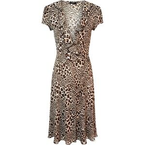 JBS Maxi Dress Animal Print Women's 12 Ruffle Front Belted Summer Beach Vacation